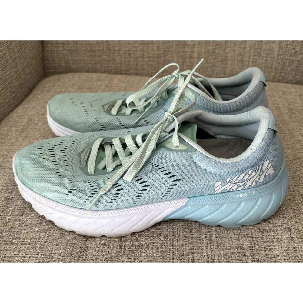 Hoka Women's Mach 2‎ Running Shoes Sz 9.5 Aquamarine/Lichen Color Way